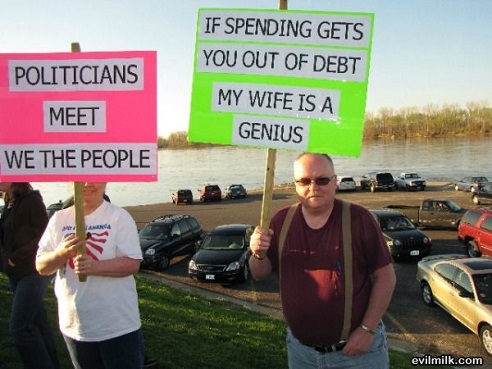 ConservativeFiscalIdeology_CutTaxes,IncreaseSpending_WifesSpendingGetsYouOutOfDebt_sign_funny_hilarious.jpg